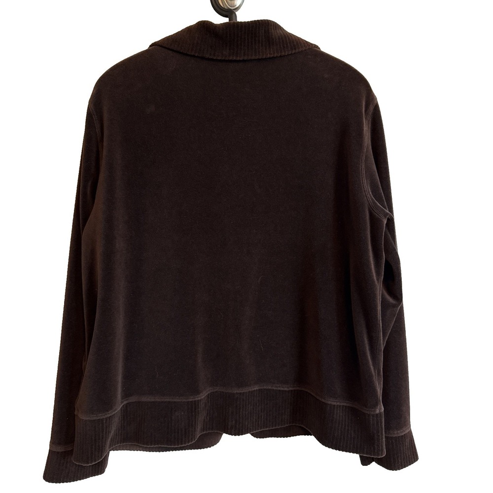 White Stag Womens Button Jacket XL Brown Velour 90s Cozy Fairy Layers Timeless - Picture 2 of 12